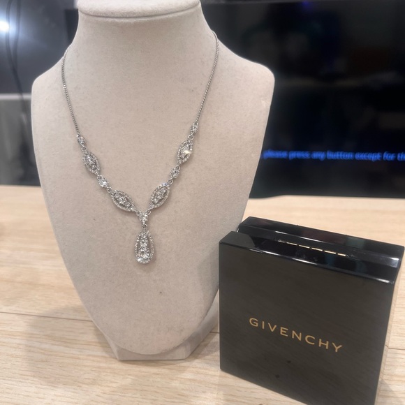 Givenchy Jewelry - Givenchy Silver Crystal Drop Necklace